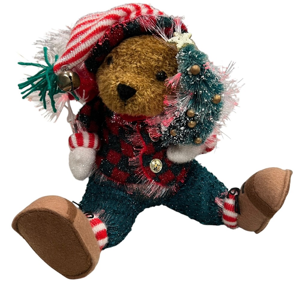 Avon Christmas Fiber Optic Holiday Teddy Bear‎ Color Changing 2003 12" Colorful